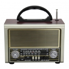 Retro Φορητό Ασύρματο Ραδιόφωνο, FM/AM/SW, 3-Band, με USB Καλώδιο