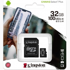 Kingston Micro Secure Digital 32GB microSDXC Canvas Select Plus 80R CL10 UHS-I Card + SD Adapter