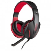 Gaming headset με ρυθμιζόμενο σε κλίση μικρόφωνο, σε μαύρο χρώμα και κόκκινο LED φωτισμό