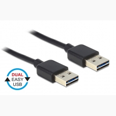 Powertech Καλώδιο USB 2.0 σε USB 2.0 Type A, Dual Easy USB, 1.5m, Black
