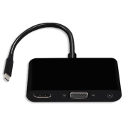 Powertech Αντάπτορας USB-C σε HDMI/VGA/3.5mm, 4K/30Hz, Μαύρος