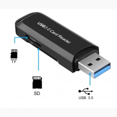Powertech mini card reader USB 3.0 SD card, μαύρο