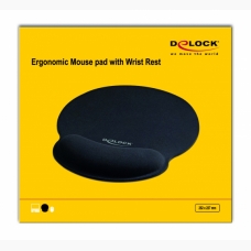 DELOCK Mousepad με στήριγμα καρπού, 252 x 227mm, μαύρο