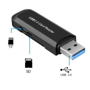 Powertech mini card reader USB 3.0 SD card, μαύρο