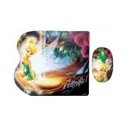 TinkerBell Σετ mini οπτικό ποντίκι και mousepad με μοτίβο FAIRIES, 1000 dpi.