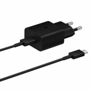 Samsung Φορτιστής, Θύρα USB-C, Καλώδιο USB Type-C, 15W, Power Delivery, Μαύρο