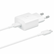 Samsung Φορτιστής, Θύρα USB-C, Καλώδιο USB Type-C, 15W, Power Delivery, Λευκό