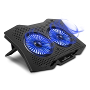 Powertech Βάση & ψύξη laptop, έως 18, 2x 110mm fan, LED, μαύρο