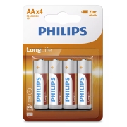 PHILIPS LongLife Zinq chloride μπαταρίες AA R6 Mignon, 4τμχ.