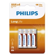 PHILIPS LongLife Zinq chloride μπαταρίες AAA R03 Micro, 4τμχ.