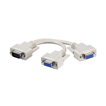 Powertech Splitter VGA 15pin HD Male σε 2x Female, 0.2m, γκρι