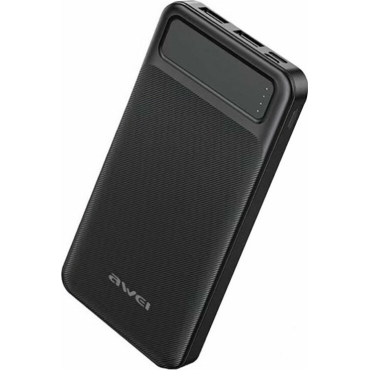 Awei Power Bank 10000mAh με 2 Θύρες USB-A Μαύρο