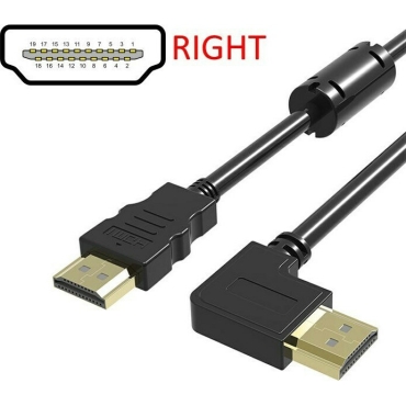 Powertech Καλώδιο HDMI, Γωνιακό, 90° Δεξί, 1.5m, Μαύρο