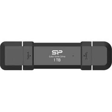 SILICON POWER Εξωτερικός SSD DS72, USB/USB-C, 1TB, 1050-850MBps, Μαύρο