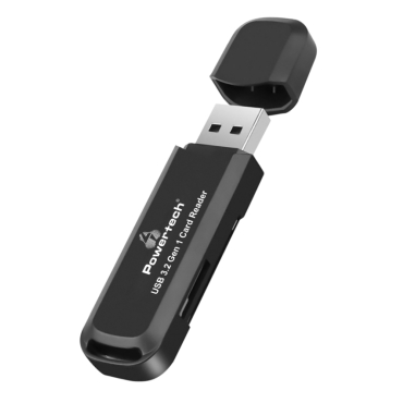 Powertech Card Reader USB 3.2 για SD/microSD, 5Gbps, μαύρο