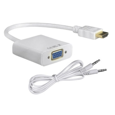 Powertech αντάπτορας HDMI σε VGA, καλώδιο 3.5mm, 0.20m, λευκός