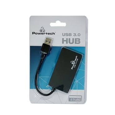 POWERTECH USB 3.0 Hub, 4 Ports, DC port, μαύρο