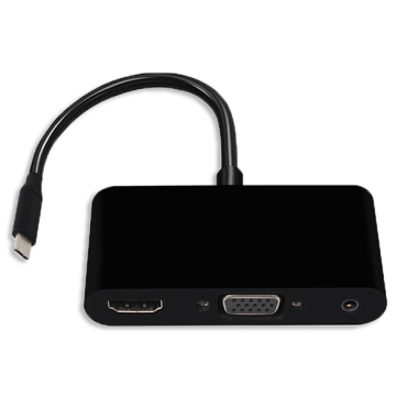 Powertech Αντάπτορας USB-C σε HDMI/VGA/3.5mm, 4K/30Hz, Μαύρος