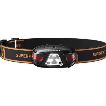 Superfire Φακός Κεφαλής με Αισθητήρα Φωτός, 5W, 500LM, 135m, 1200mAh