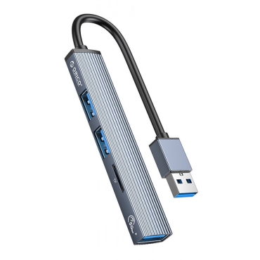 ORICO USB hub με card reader, 3 θυρών, 5Gbps, USB-C σύνδεση, γκρι