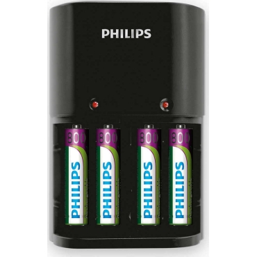 Philips Φορτιστής Μπαταριών AA & AΑΑ NiMH με 4x AAA, Μαύρος