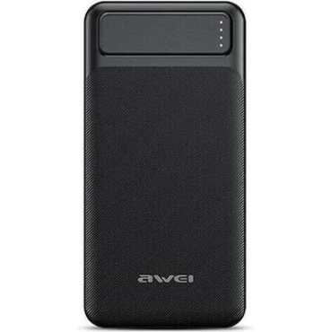 Awei Power Bank 20000mAh με 2 Θύρες USB-A Μαύρο