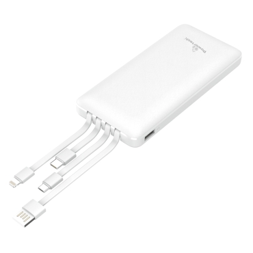 Powertech power bank με καλώδια 10000mAh, PD 20W & QC 18W, λευκό