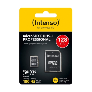 Κάρτα Μνήμης Intenso 128GB Micro SD, UHS-I, Professional