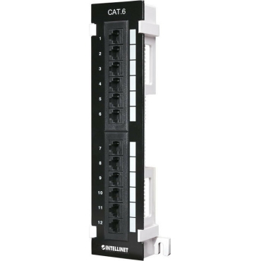 Manhattan Patch Panel για Rack 1U 12 Θυρών, Cat6, UTP, Επίτοιχο, Μαύρο