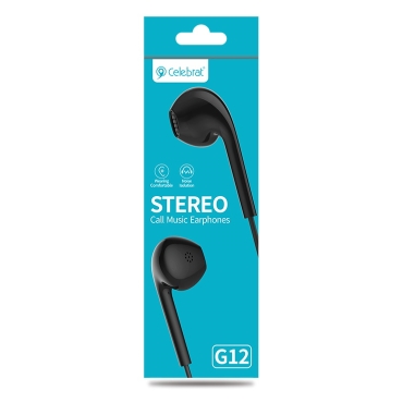 Celebrat earphones G12 με μικρόφωνο, 14.2mm, 1.2m, μαύρο